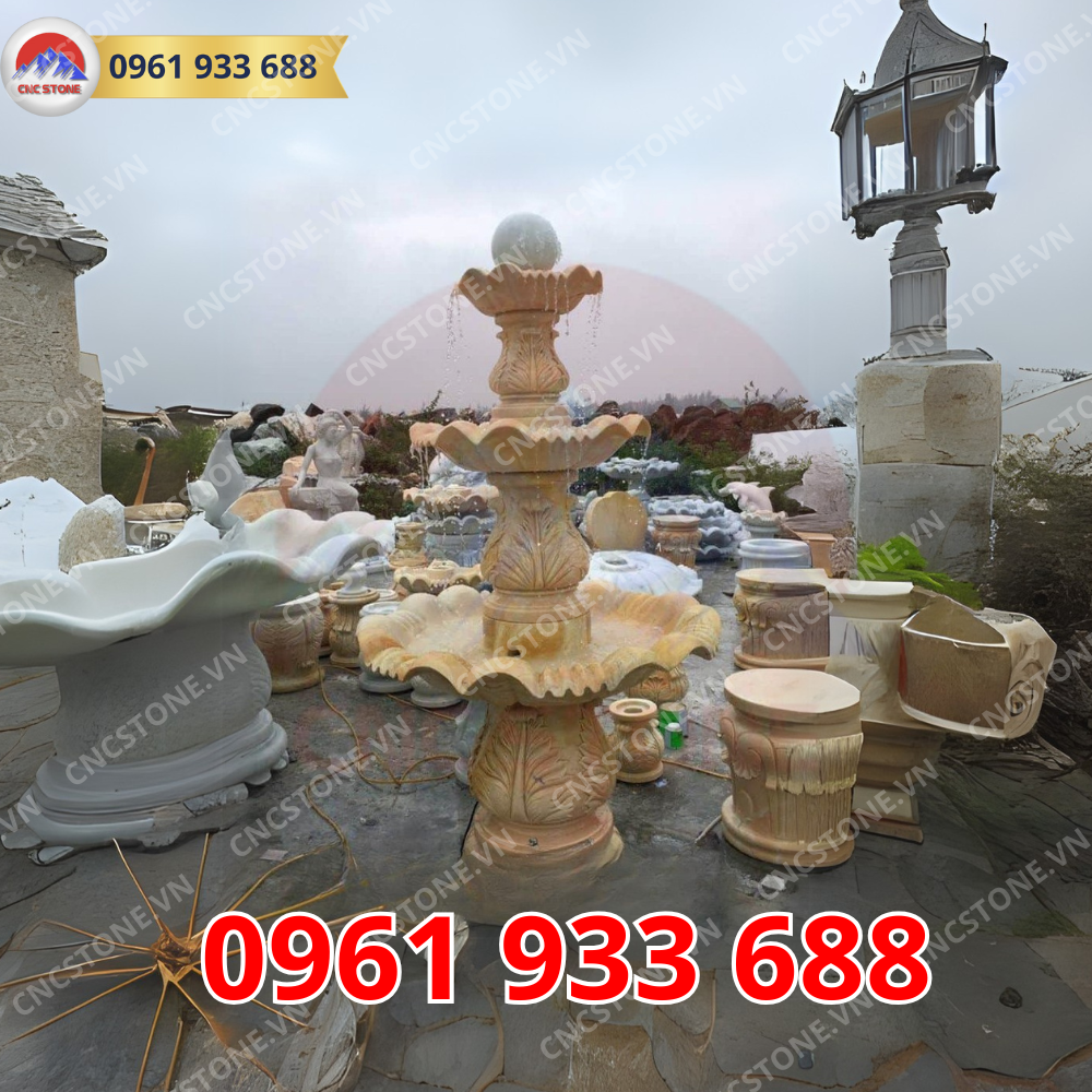 Đài phun nước bằng đá sân vườn