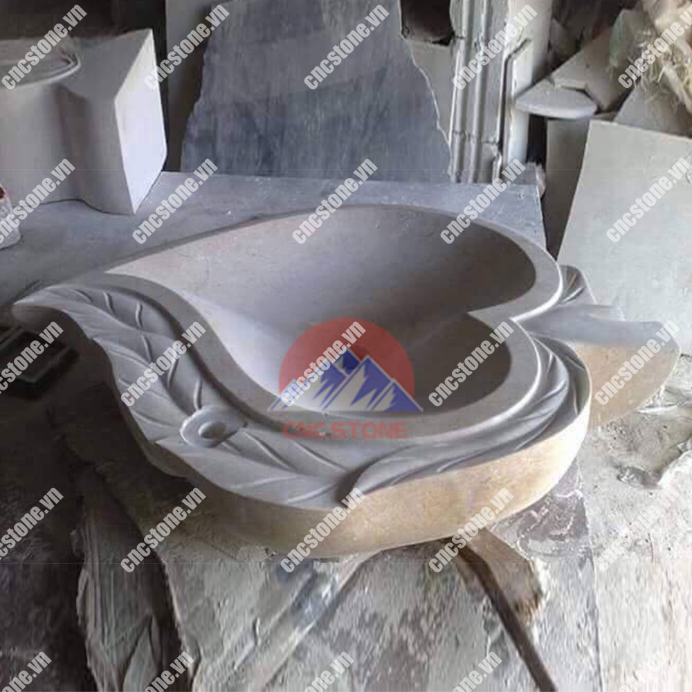 Lavabo đá tự nhiên hình trái tim tại cnc stone