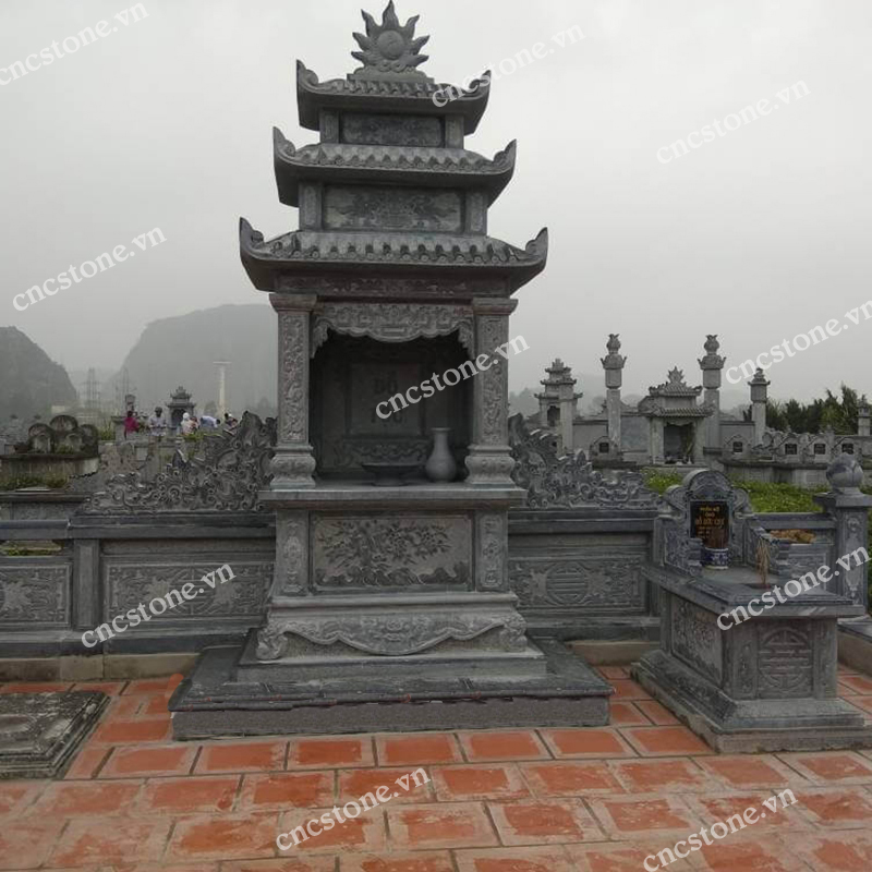 mộ đá có mái đao hoa vân tinh xảo rất đẹp tại cncstone